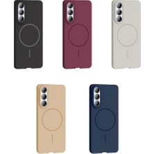 Case Port Samsung Galaxy S25 Edge ile Uyumlu Kilif ile M-Safe Sarj Özellikli Tam Koruma Sik Tasarimli Ruby Sert Kapak