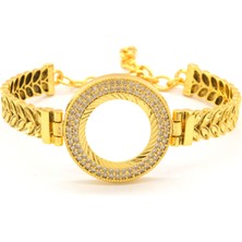 Çeyrek Altın Çerçeve Bileklik Çelik Altın Kaplama Arpa MODEL-BLZ-631