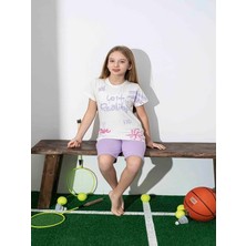 Kıpırık Baby Kız Çocuk Desenli Lila Şortlu Pijama Takımı