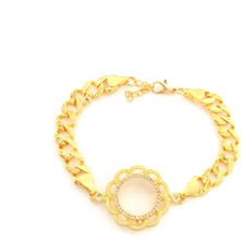 Çeyrek Altın Çerçeve Bileklik Çelik Altın Kaplama Figaro Model BLK-1103