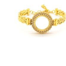 Çeyrek Altın Çerçeve Bileklik Çelik Altın Kaplama Örgü MODEL-BLZ-644