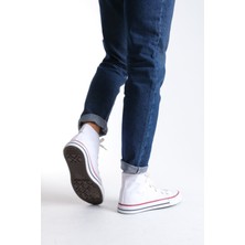JY0423 Axe Bağcıklı Keten Kumaş Erkek Günlük Sneaker Ayakkabı Kbt - Beyaz