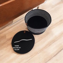 Home Decors By Özlem Kapaklı Sepet Pamuk Hasır Sepet Düzenleyici Hediyelik Organizer - 25X20 cm