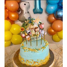 Sevimli Orman Hayvanları Safari Temalı 3D Cake Topper Doğum Günü Pasta Süsü