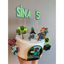 Pixel  Oyun MineCraft Bloklar 3D Cake Topper Doğum Günü Pasta Süsü (15 Parça)