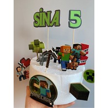 Pixel  Oyun MineCraft Bloklar 3D Cake Topper Doğum Günü Pasta Süsü (15 Parça)