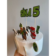 Pixel  Oyun MineCraft Bloklar 3D Cake Topper Doğum Günü Pasta Süsü (15 Parça)