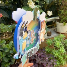 Bluey Temalı 3D Cake Topper Doğum Günü Pasta Süsü
