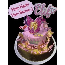 BarbieTemalı 3D Cake Topper Doğum Günü Pasta Süsü , Pasta Kürdanı
