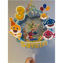 Baby Shark Temalı Yeni 3D Cake Topper Doğum Günü Pasta Süsü