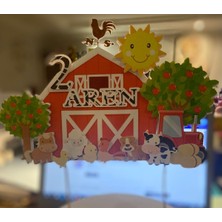Sevimli Çiftlik Hayvanları Temalı Isimli 3D Cake Topper Doğum Günü Pasta Süsü