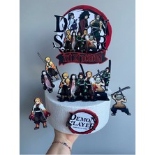 Demon Slayer Bundle Temalı 3D Cake Topper – Doğum Günü Pasta Süsü