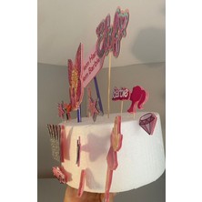 BarbieTemalı 3D Cake Topper Doğum Günü Pasta Süsü , Pasta Kürdanı