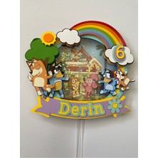 Bluey Temalı 3D Cake Topper Doğum Günü Pasta Süsü