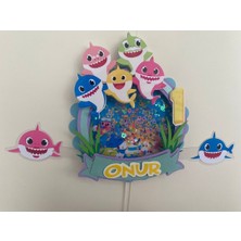 Baby Shark Temalı 3D Cake Topper Doğum Günü Pasta Süsü