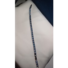 Mavi Silver Zirkon Taşlı Çelik Bileklik