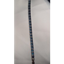 Mavi Silver Zirkon Taşlı Çelik Bileklik