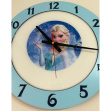 Çocuk Odası Duvar Saati - Epoksi Reçine Kaplamalı - Karlar Diyarı Prensesi - 40 cm
