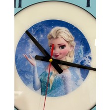 Çocuk Odası Duvar Saati - Epoksi Reçine Kaplamalı - Karlar Diyarı Prensesi - 40 cm