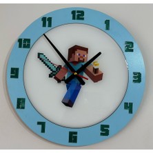 Çocuk Odası Duvar Saati - Epoksi Reçine Kaplamalı - Steve - 40 cm