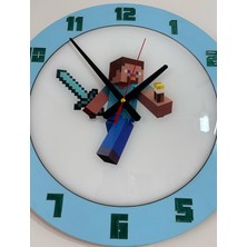 Çocuk Odası Duvar Saati - Epoksi Reçine Kaplamalı - Steve - 40 cm