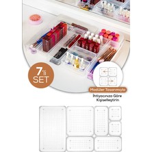 7'li Çekmece Içi - Dolap Içi Banyo Makyaj Takı Düzenleyici Organizer