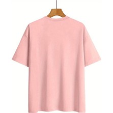 Tarz Sokak Strawberry (Çilek) Festival Baskılı Oversize Pembe Beyaz Kadın