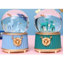 Ett Mavi-Yeşil Geyik Kar Küresi Küçük Boy