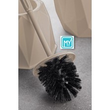 5 Parça Vanity Klik Kapaklı Banyo Seti - Dekoratif Çöp Kovası Diş Fırçalık Sabunluk Fırça Seti