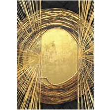 siyah-Gold Etnik Soyut Kombini|çerçeveli Cam Tablo  3lü Dikey