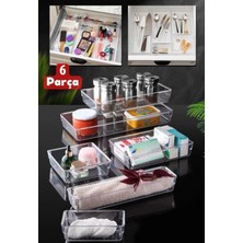6'lı Modüler Kozmetik Takı Makyaj Organizer - Çekmece Içi Düzenleyici Banyo Mutfak Düzenleyici