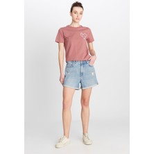 %100 Pamuk Regular Fit Normal Kesim Mavi Mini Denim Jean Şort