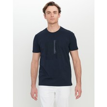 Altınyıldız Classics Bisiklet Yaka Baskılı Lacivert Erkek T-Shirt ACE091252407_LAC