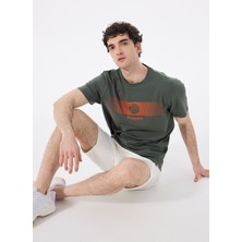 Discovery Expedition D5SM-TST3835 Yeşil Bisiklet Yaka Relaxed Baskılı Erkek T-Shirt