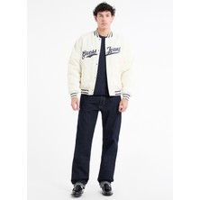 Guess Jeans Standart Krem Erkek Ceket M5RL54WHAA2G053 Gj Bomber Wt Patch