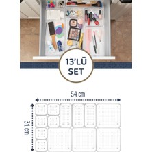 13 Parça Şeffaf Modüler Çekmece Içi Düzenleyici - Mutfak Banyo Organizer - Makyaj Takı Düzenleyici