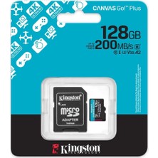 Kingston SDCG4-128GB 128GB Microsdxc Canvas Go Plus Gen4 200MB-S A2 U3 V30 Card + Adp Hafıza Kartı