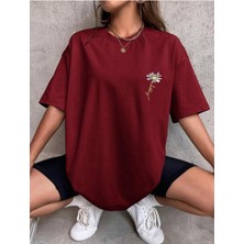 Tarzsokak Papatya Baskılı Yazlık Pamuklu Kumaş Oversize Kalıp