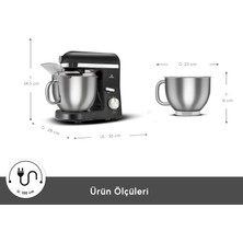 Karaca Mastermaid Chef Pro Çift Kollu Stand Mikser Shiny Black 1750 W