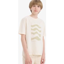 DeFacto Bisiklet Yaka Baskılı Kısa Kollu Tişört Erkek Çocuk E0177A825HS