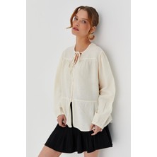 Bağlamalı Müslin Gömlek Natural