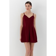 Ip Askılı Elbise Bordo