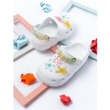 Slipcat Kadın Kız Çocuk Sandalet-Terlik Beyaz Renkli Yumuşak Taban Eğlenceli Tasarım