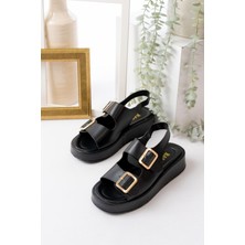 Slipcat Kadın Çift Bantlı Toka Detaylı Günlük Rahat Sandalet