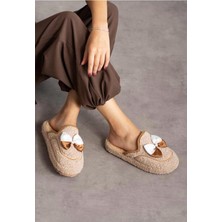 Slipcat Sevimli Kurdeleli  Kaydırmaz Taban Kışlık-Mevsimlik Kadın Ev