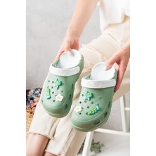 Slipcat Unisex Deniz Sabo Confort Sandalet Yeşil Renkli Kadınlar İçin Rahat Tasarım