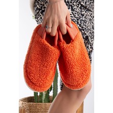 Kuzu Kumaş Yünlü Sessiz Taban Lastikli Kadın Ev Ayakkabısı Ev Botu Panduf