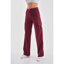 Kadın Kargo Straight Fit Yüksek Bel Geniş Paça Pantolon