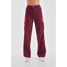 Kadın Kargo Straight Fit Yüksek Bel Geniş Paça Pantolon
