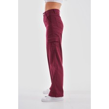 Kadın Kargo Straight Fit Yüksek Bel Geniş Paça Pantolon